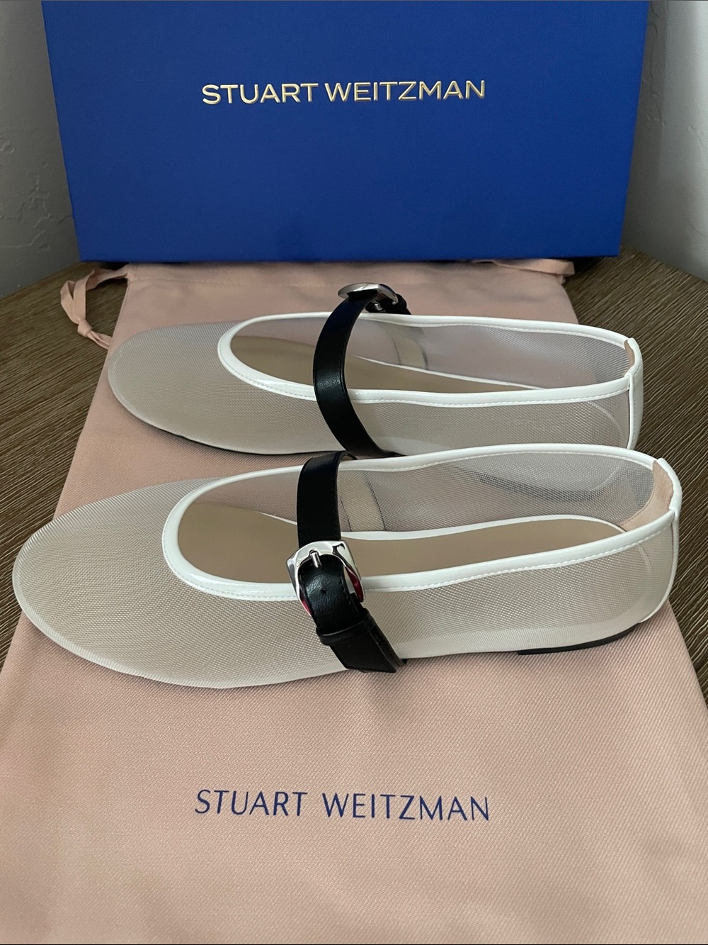 Stuart Weitzman White and Black Mary Jane Flats - Picture 2 of 7